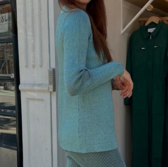 Find Me Now Marimba Knit Keyhole Cardi in Blue Noise Longsleeve - Picture 3 of 7
